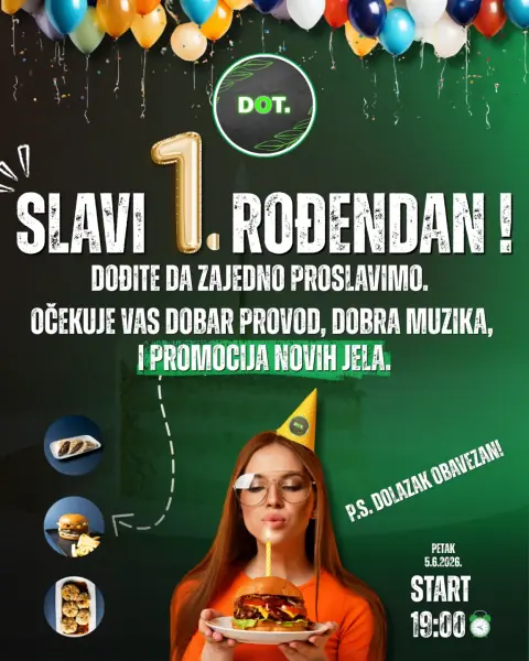 Poster za prvi rođendan DOT-a, 5. jun 2026.