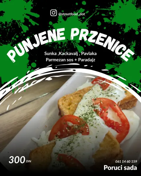 Punjene prženice – šunka, kačkavalj, pavlaka, parmezan sos i paradajz